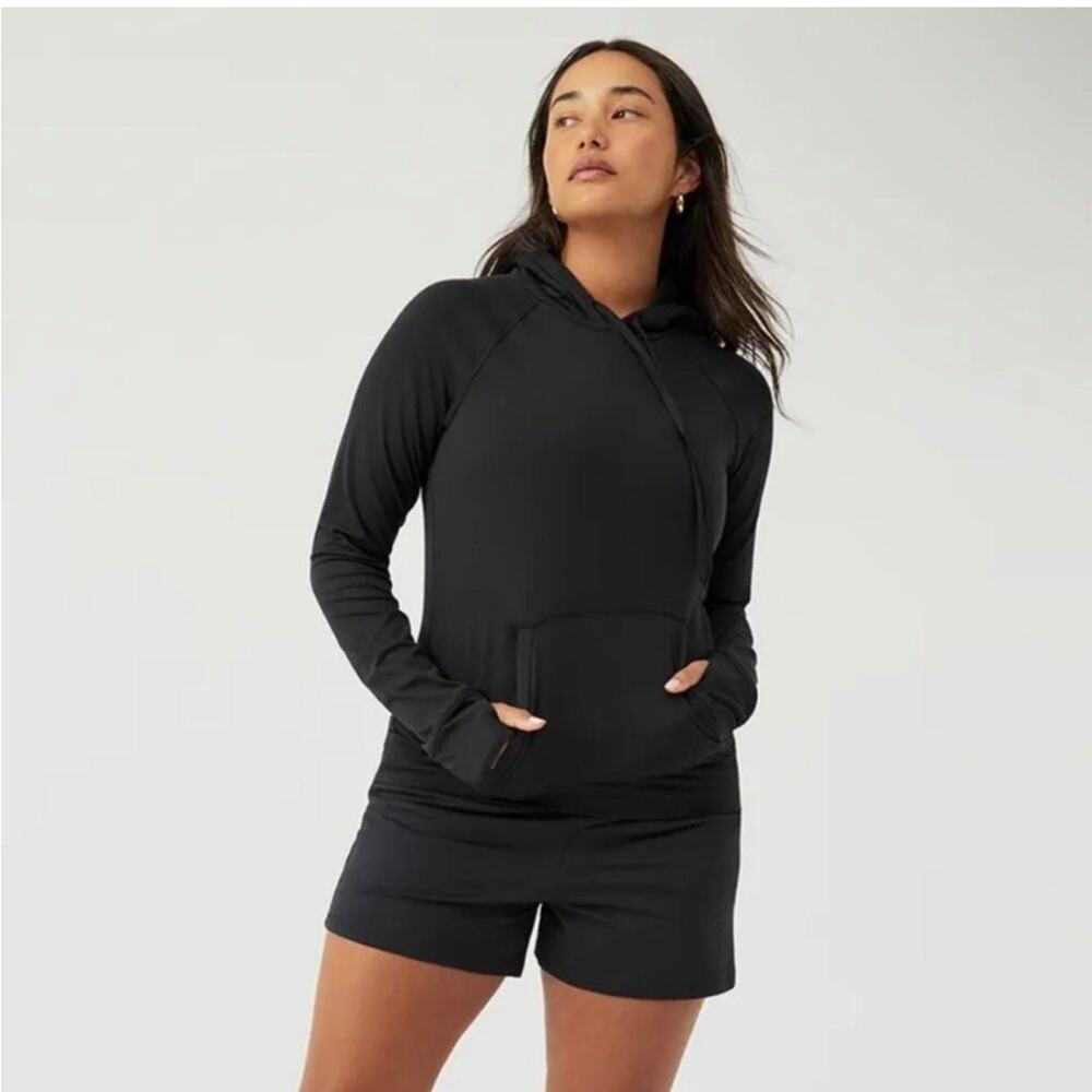 Outdoor Voices Black CloudKnit Stretch Jersey Hoodie Pullover Size Medium